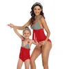 Summer Family Matching Maillot de bain 2 pièces Ensembles One Piece Bikini Leopard Stripe Maillot de bain Mère Fille E2007 210610