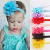 2022 Children's Hair Accessories Chiffon head flower Baby elastic hairs band for Baby 8colors