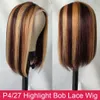 تسليط الضوء على Bob Wig Human Hair Hair Brazilian Ombre Lace Closure Short for Women