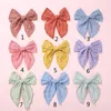 Flickor Broder Lace Large Hair Bow With Clips Hårstolpor Tillbehör Nylon Hårband för barn Barn Hairclips Toddler Barrettes Headwear