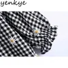 Summer Women Vintage Kwiatowy Plaid Sukienka Kobieta Lace Up Stojak Kołnierz Pół Rękaw Casual Luźny Plus Rozmiar Vestido 210430