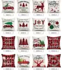 Julkuddefall 18x18 inches linne dekoration kasta kuddecover röda plaid Santa Deer kudde täcker för Xmas semesterdekorationer