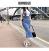 Sommer Frauen Denim Midi Kleid Sommerkleid Casual es Bodycon Spaghetti Strap Jeans Weibliche 210519