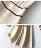 2022 Autumn Round Neck Knitted Contrast Color Ribbon Tie Bow Dress Apricot Long Sleeve Panelled Single-Breasted Casual Dresses L2O3160901