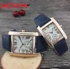 Casual Mulheres Homens Quadrado Dial Dial Relógios Vestido Famoso Designer Couro Strap Movimento de Quartzo Pessoas Relógio Impermeável Negócios Casais Relógios De Pulso Montres de Luxe Femme