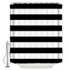 Duschgardiner ränder svarta vit enkel gardin dekorativt vattentätt polyester tyg badrum med krokar hembaddekor
