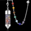 Glas Mini Wishing Bottle Pendant Seven Chakra Divination Dowsing Cone Point Pendulum Yoga Pendants Amulet Wicca Pendulo Me