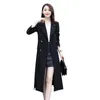 Ca￭tas de zanjas para mujeres Agrupaci￳n de longitud media 2021 Oto￱o/Invierno Estilo coreano Lace-up Long Black gran tama￱o