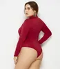 Combinaisons pour femmes Barboteuses Plus Taille Body Femmes À Manches Longues Col Roulé Solide Moulante Sexy Streetwear Salopette Body Femme 4XL 5XL 6XL