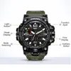 Smael merk luxe militaire sport horloges heren quartz analoge led digitale horloge man waterdichte klok dual display polshorloges