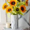 Guirnaldas de flores decorativas 10 unids / set Artificial Sunflower Silk Flower Fake Plant Bouquet para boda casa fiesta decoración