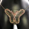 Stonefans Sexy Woman Butterfly Metties Bielizna Bling Crystal Rhinestone Bikini Thong Talia Brzuch Budowska Biżuter