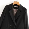 Style coréen Revers Double boutonnage Simple Professionnel Femme Veste À Manches Longues Mode Solide Couleur Doux Manteau Femme 210507