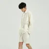 IEFB Männer Kleidung Frühling Sommer Koreanische Zipper Design Langarm Shirts + Mode Lose Shorts Zwei Stück Set 9Y5692 210524