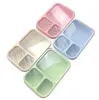 3 Grids Lunch Box With Lid Food Fruit Dinner Storage Boxes Container Kitchen Microwave Camping Kid Dinnerware 4 Colors