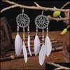 Dangle Kroonluchter Oorbellen Sieraden Bohemen Womens Crystal Red Feather Tassel Earring 2021 Zomer Indian Tibetan Dream Catcher Wedding Druppel