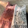 春と夏のネットピンククマの半袖Tシャツの女性の緩い韓国のファッションファッション原宿スタイル厚い半分