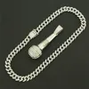 Pendant Necklaces Hip Hop Cubic Zircon Microphone & Pendants With Width 13mm Iced Out Miami Cuban Link Chain Chunky Choker