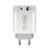 Universal 20W PD -väggladdare Snabbladdning Power Adapter Typ C USB US UK EU AU Plug Mobiltelefonladdare Inget paket för iPhone 15 14 13 12 11 XR 8P XS mobiltelefonladdare