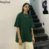 Neploe BF Stil T-shirts Frauen Solide Ins Mode O Hals Kurzarm Weibliche Tops Sommer Lose Beiläufige Baumwolle Paar Tees 210423