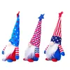 Cadeaux de fête Gnome patriotique Fête de l'indépendance américaine Poupée naine 4 juillet Cadeau Stars and Stripes Ornements scandinaves faits à la main Poupées pour enfants SN2087