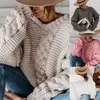 Kobiety Zima Z Długim Rękawem V-Neck Sweter Chunky Pleciony Kabel Dzianiny Pullover Top Solid Color Casual Loose Jumper Koszula X0721