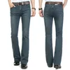 Mäns Business Casual Pants Man Mid Midja Elastisk Slim Boot Cut Semi-Flared Four Seasons Bell Bottom Jeans 26-38 210622