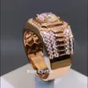 Bagues en grappe 10K or rose 1 2 3 4 5 bague en diamant Moissanite ronde hommes fête de mariage anniversaire fiançailles décontracté Sporty1