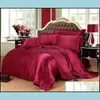 Bedding Sets Supplies Home Textiles & Garden Luxury Satin Silk Duvet Er Flat Fitted Sheet Twin Fl Queen King Size 4Pcs/6Pcs Linen Set Black