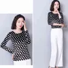 Fashion Casual Women Tops Long Sleeve O-neck Elegant Clothing Printed Dot Floral Slim Fit Blouses 6112 50 210508