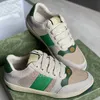 Screener sneaker beige Butter Dirty leather Shoes running vintage Red and Green Web stripe Luxurys Designers Sneakers Bi-color rubber sole Classic Casual Shoe