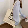 Compras lienzo Vintage letra impresa hombro Casual Shopper estudiante bolso libro s Bolsa femenina Bolsos mujer 220310