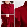 Spring Style Ruffled Shirt, Kvinnors Chiffon Top Design, Nisch Koreansk T-shirt Plus Storlek Kvinna Toppar Kvinnor SHIRTS 210427