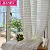 Gardin draperier jianiw semi spets vit randig sheer gardiner tulle voile panel fönster för vardagsrum sovrum dörr skräddarsydda