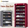 Non Woven Fabric Shoe Shelf Multiple Sizes Gray Wine Coffee Shoes Rack Alloy Enclosed Dust Proof Waterproof Home Storage Holder 211101