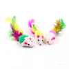 Colorido Pluma Grano Pequeño Ratón Gato Juguete Para Gato Pluma Divertido Jugar Mascota perro Gato Pequeños Animales juguetes de plumas Gatito T2I51767