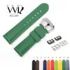 Rolamy 22 24mm Watch Band för Panerai Luminor Pure Green Vit Svart Vattentät Silikongummi Ersättning Vaktband Stropp H0915
