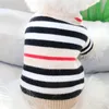 ボタン縞模様の犬のセーター秋と冬の服テディKittens Bichon小さな犬VIP Schnauzer Pet 210914