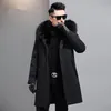 Męska skóra Faux Mens Natural Fur Coat Kurtka Zimowa Mężczyźni Prawdziwy Raccoon Liner Parka Collar Płaszcze Ciepłe Płaszcz My767