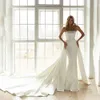 Elegant sjöjungfru bröllopsklänning med avtagbar kjolbandlösa bowknot satin brudklänningar 2022 Vestido de Noiva