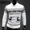 Autumn Thin Christmas Sweater Men Pullovers Deer Print Oversized Knitted Sweaters Unisex Man Woman Funny Ugly Christmas Sweater 210528
