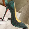 Luxury Sparkling diamond Tacchi alti da donna Scarpa elegante in vera pelle tacco alto punta a punta Sexy Party 2021 Con donna