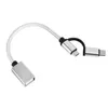 2 i 1 USB 3.0 OTG Adapter Nylon flätad kabel Micro USB-typ C Data Sync Adapter för Huawei MacBook Type-C OTG