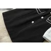 Mulheres outono moda roupas manga comprida beading branco bloco de cor preto vestido casual elegante senhora vestidos 210601