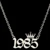 2PCS Jewelry Crown Trown Number for Women 1997 1998 1999 Goth Stainless Steeldant Bendant Necklace Choker Collare Gold Chain7861348