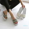 2021 Designer Pearl Decorar Cunhas Sapatos Mulheres Verão Open Toe Cool Plataforma Sandálias Femme Outing Tamanho 34-43 Flipflops