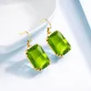 14k Oro Set Per Le Donne Rettangolo Originale Verde Peridot Pietre Preziose Anello Orecchini Ciondolo Argento Lucido 925 Gioielli