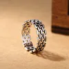 Retro Hollow Silver Chain Band Rings Ring Ring Ring Jewelry Fashion Forwing Fomen Men Will and Sandy