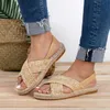 Womens Sandals 2021 Summer Flat Platform Ladies Shoes Casual Beach Open Toe Cross Strappy Woman Sandalias Comfort Female Shoes