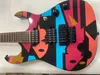 Sällsynt JPM100 P1 Dream Theatre John Petrucci Pink Red Blue Electric Guitar Floyd Rose Tremolo Bridge Whammy Bar Locking Nut Black1178028